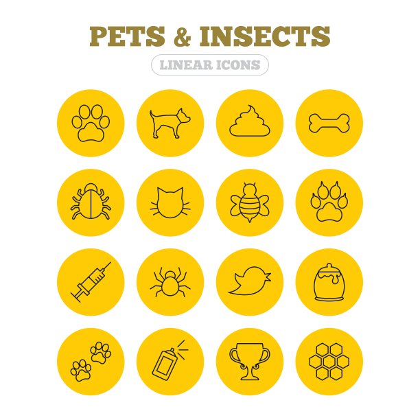 宠物和昆虫图标狗猫爪子与抓图片下载