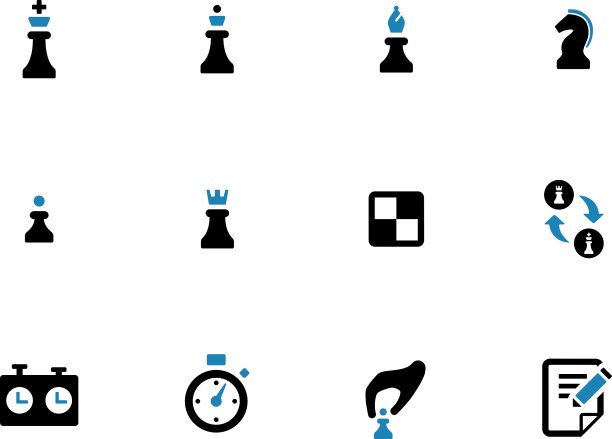 白色背景上的国际象棋双色调图标图片下载