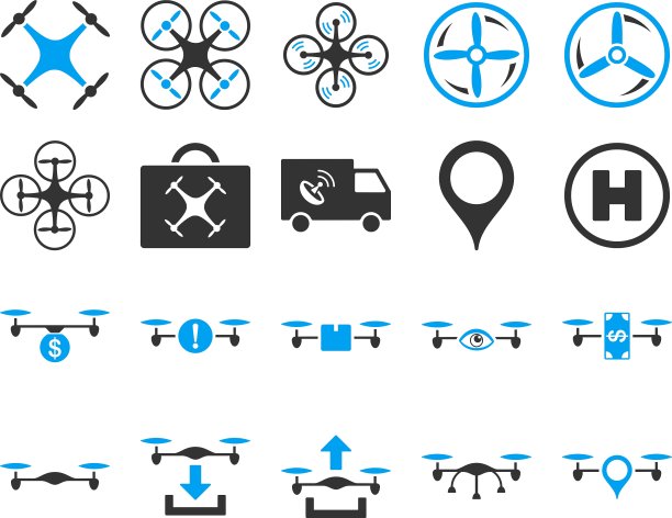 无人机和四轴飞行器工具图标图片下载