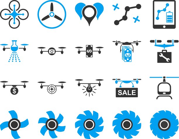 无人机和四轴飞行器工具图标图片下载
