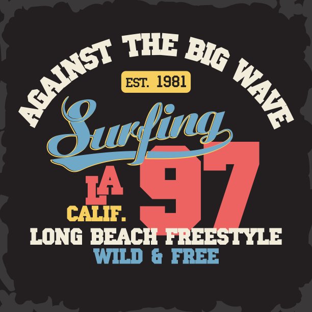 冲浪t恤平面设计图片下载