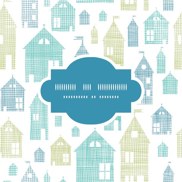 房屋蓝绿色纺织纹理框架无缝图片下载