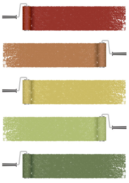 漆辊抽象背景设置孤立在白色背景上。图片下载