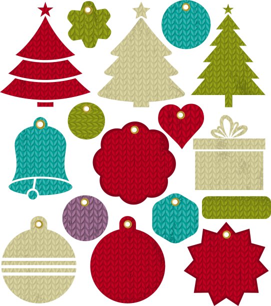 带有图案的复古圣诞标签图片下载