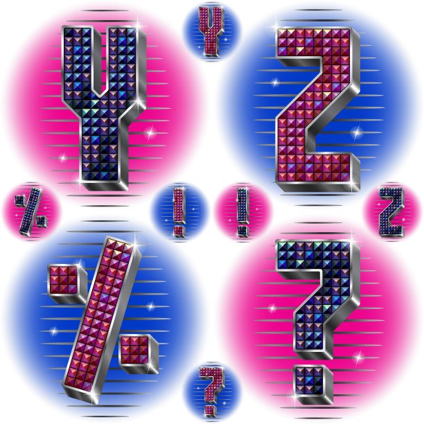 卷字母YZ和闪亮的莱茵石标志图片下载