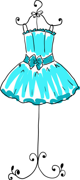 挂在衣架上的华丽的蓝色连衣裙图片下载