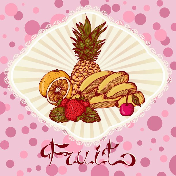 香蕉，柠檬，草莓，樱桃，菠萝图片下载