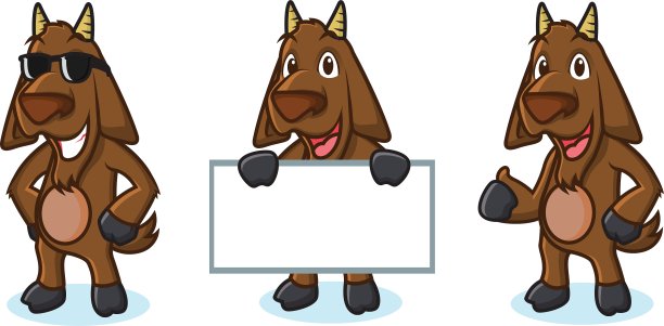 暗棕色山羊吉祥物的姿势图片下载