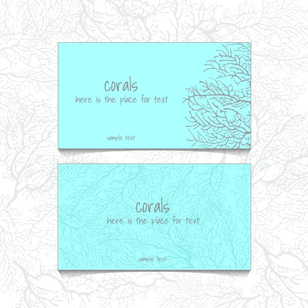 珊瑚蓝设计的横向名片图片下载