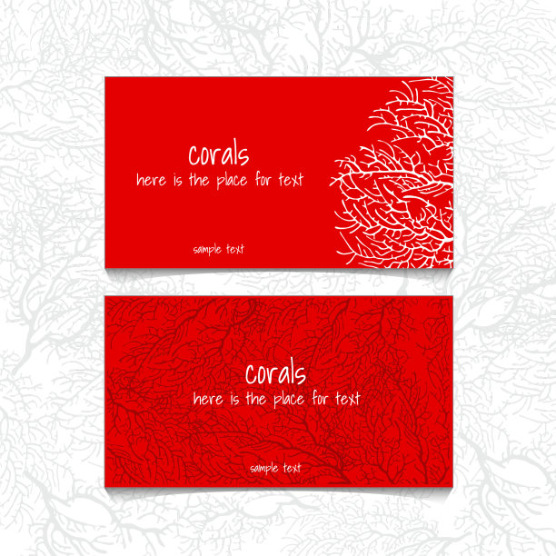珊瑚红设计的横向名片图片下载