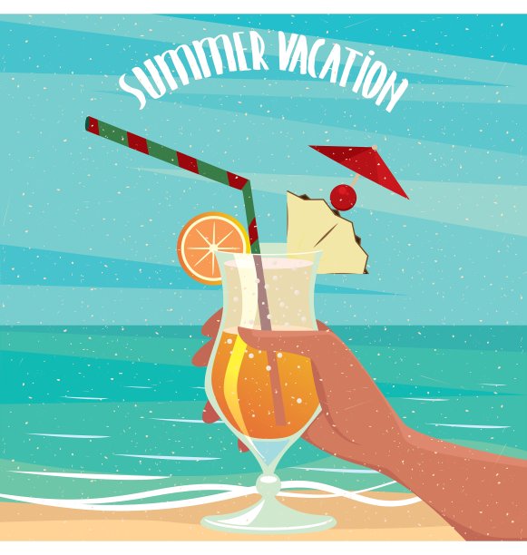 以大海为背景的异国鸡尾酒图片下载