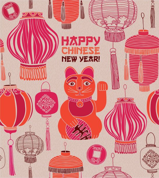 中国灯笼吉祥猫图片下载
