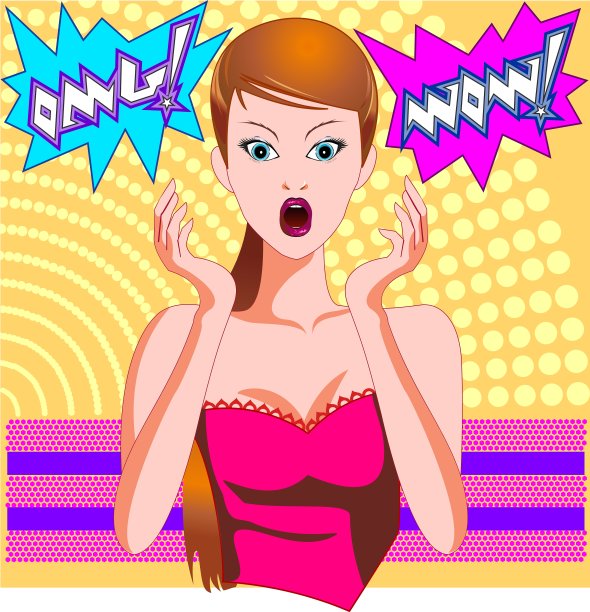 Pop Art性感女人OMG WOW标志图片下载