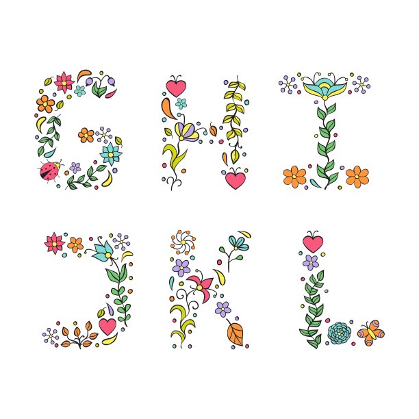 手绘字母在白色的背景图片下载