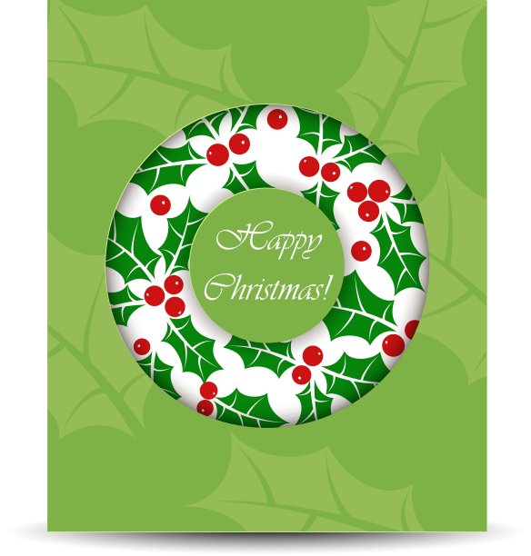 带花环的圣诞贺卡图片下载
