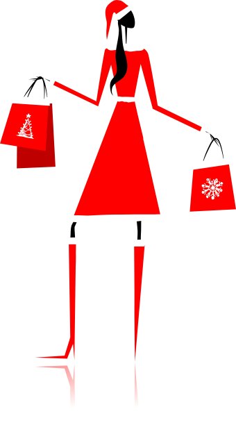 圣诞购物的圣诞女孩带着礼物图片下载