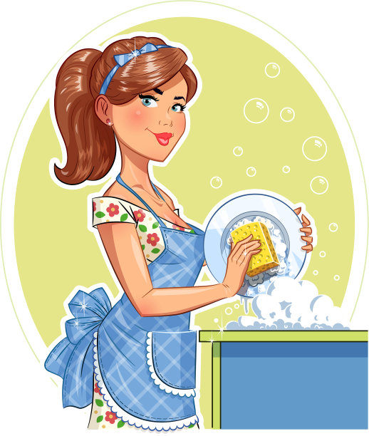 漂亮女孩洗盘子图片下载