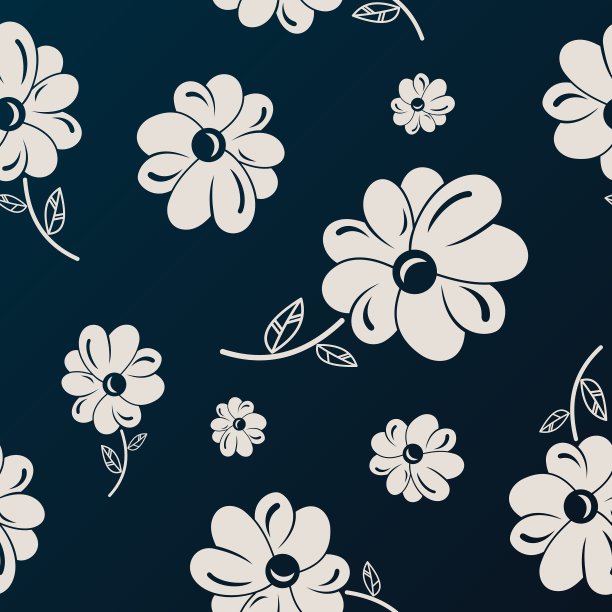 白色和黑色花朵无缝背景图片下载