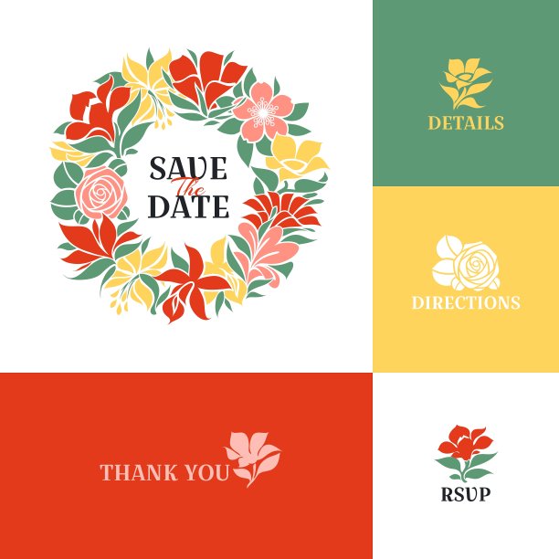 花圈设计平直多彩图片下载