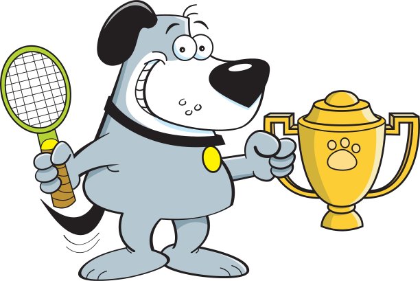 卡通狗拿着奖杯图片下载
