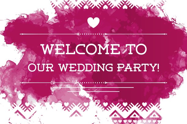 水彩艺术风格的婚礼请柬图片下载