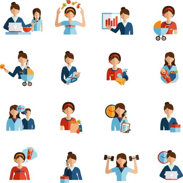 女商人母亲平图标集图片下载