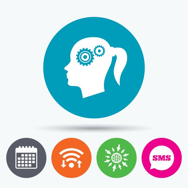 头与齿轮标志图标女性女性头图片下载