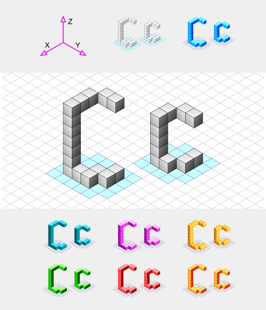 从字母C立方等距字体图片下载