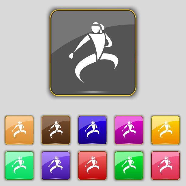 空手道踢图标标志设置与十一色图片下载