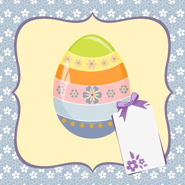 春季复活节明信片的模板图片下载