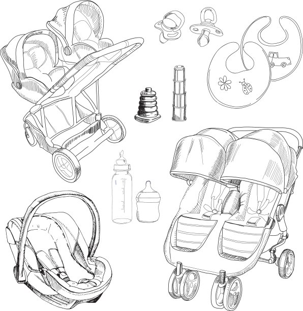 手绘组为双胞胎图形草图图片下载