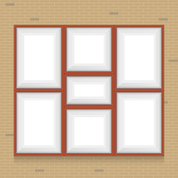 贴在砖墙上的拼贴画框图片下载