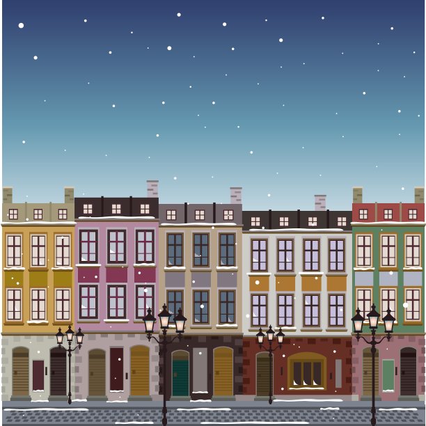 老街小镇的圣诞背景图片下载