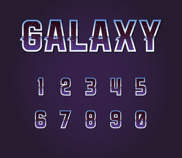 宇宙80年代复古科幻字体字母表图片下载