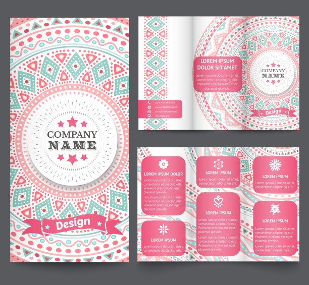 专业的三折商业传单模板图片下载