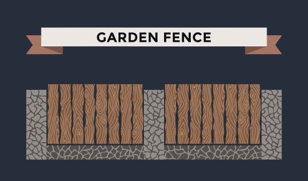 木制和石制的栅栏在夜晚被隔离图片下载