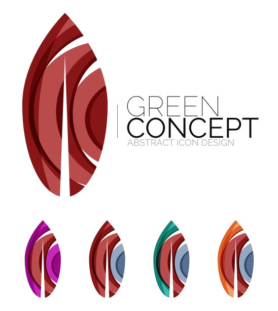 一套抽象的生态植物图标商业标志类型图片下载