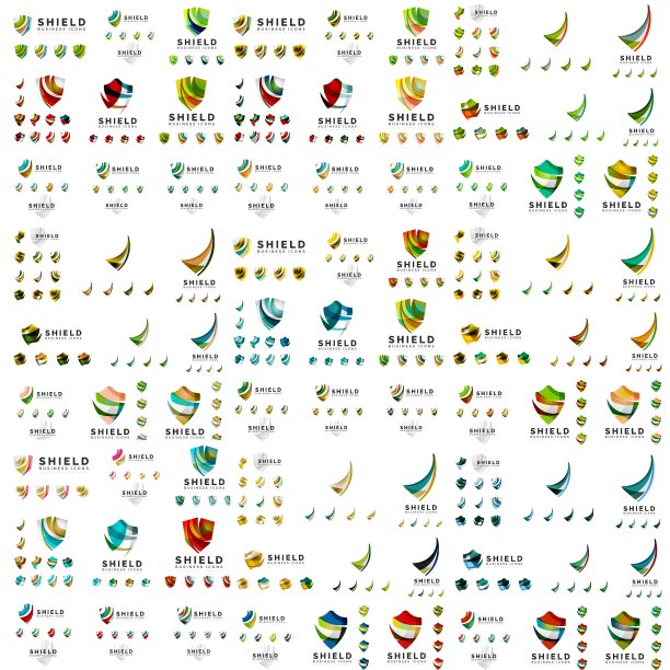 兆套保护盾标志概念颜色图片下载