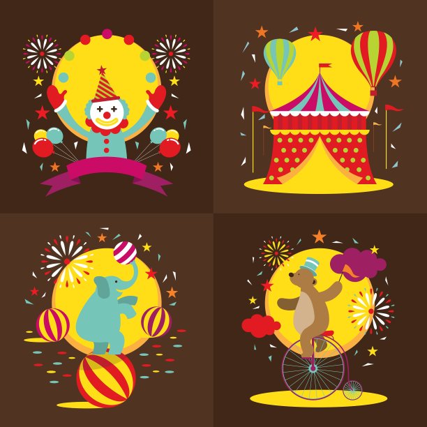 马戏团帐篷小丑大象熊表演图片下载