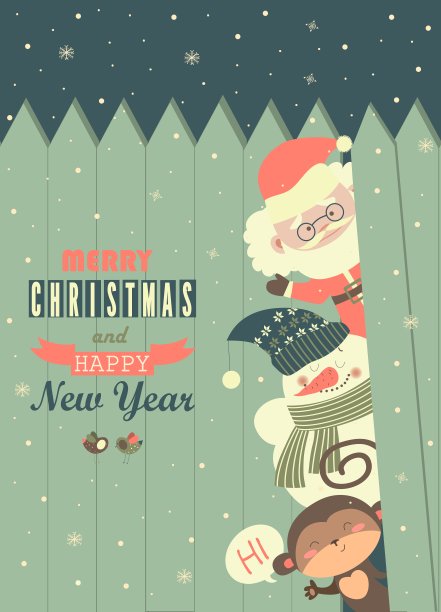 圣诞老人雪人祝你圣诞快乐图片下载