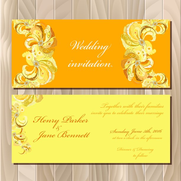 孔雀羽毛婚礼请帖图片下载