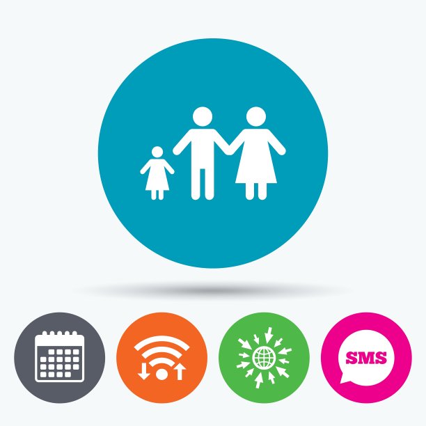 完整的家庭与一个孩子的标志图标图片下载