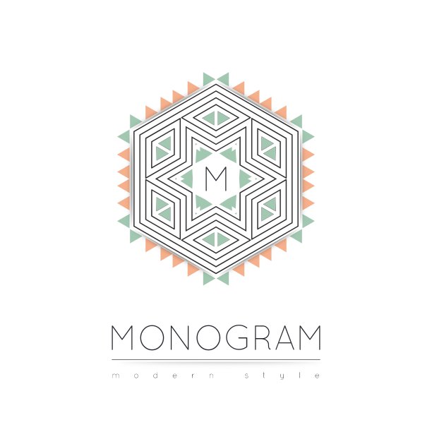 优雅的线性抽象字母标志设计图片下载