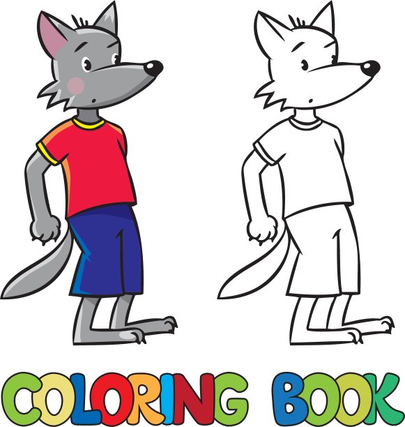 小有趣的狼涂色书图片下载