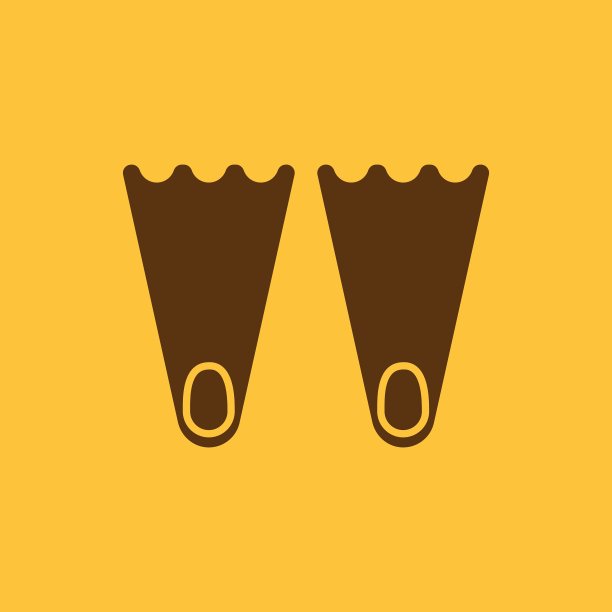 脚蹼图标潜水标志平坦图片下载