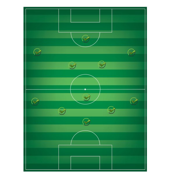 足球场和检查标记图片下载