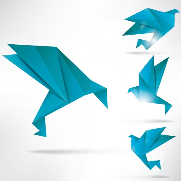 在抽象背景上的折纸鸟图片下载