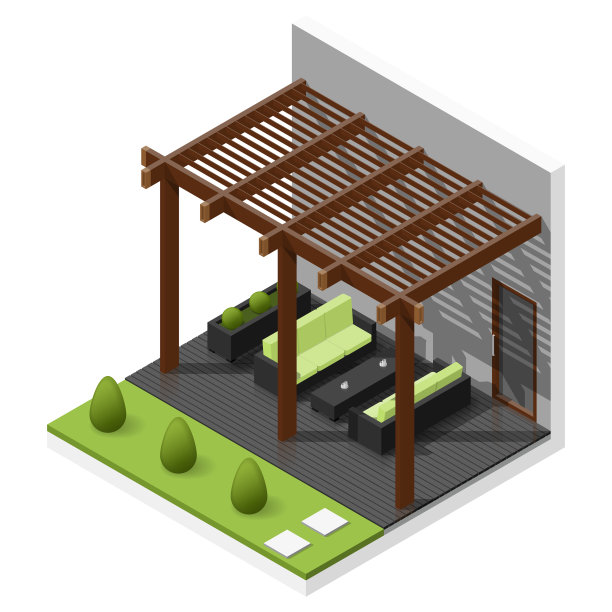 内庭院等距图标设置图片下载