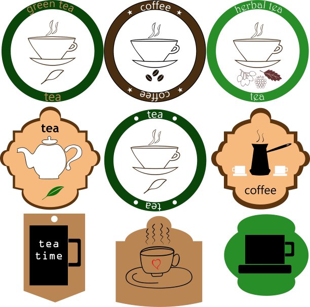茶和咖啡的标志图片下载