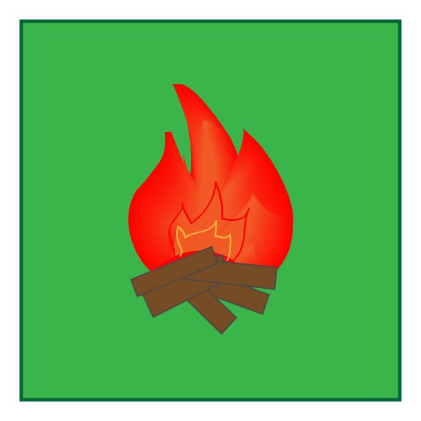 在绿色广场点燃火标志图片下载